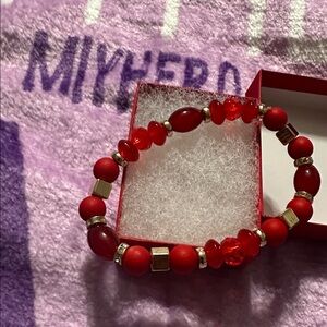 Red And Gold Beaded Bracelet in red gift box